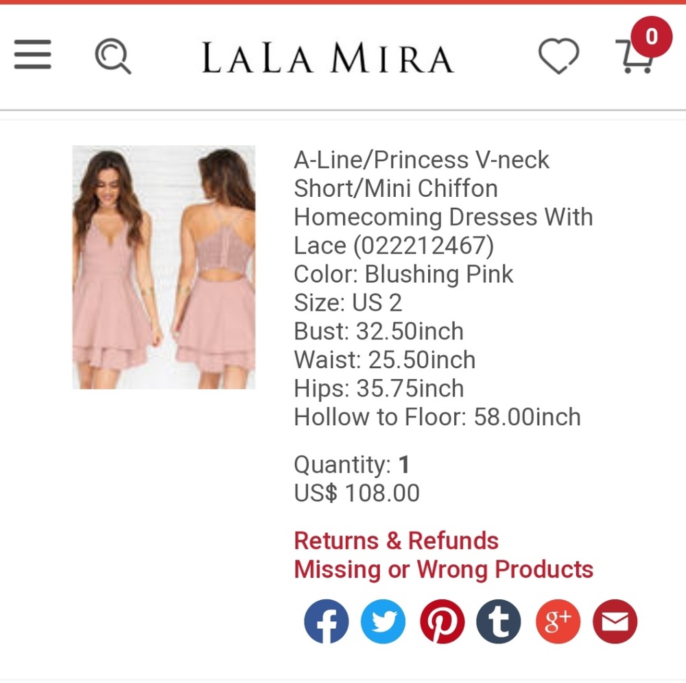 Pink chiffon dress with lace